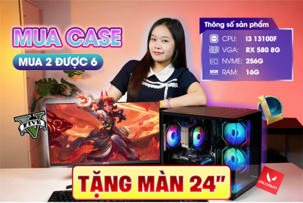 Bạn có muốn nhận PC Core i3 13100F, RX 580 8G, RAM 16G, NVME 256G và được tặng kèm màn hình 24 inch không?