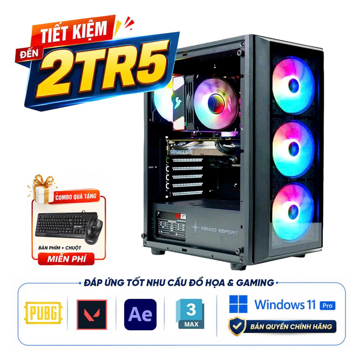 PC I5 14400F | 32GB | 512GB | RTX 5060 TI 16G | WIN 11 PRO BẢN QUYỀN giá bao nhiêu?